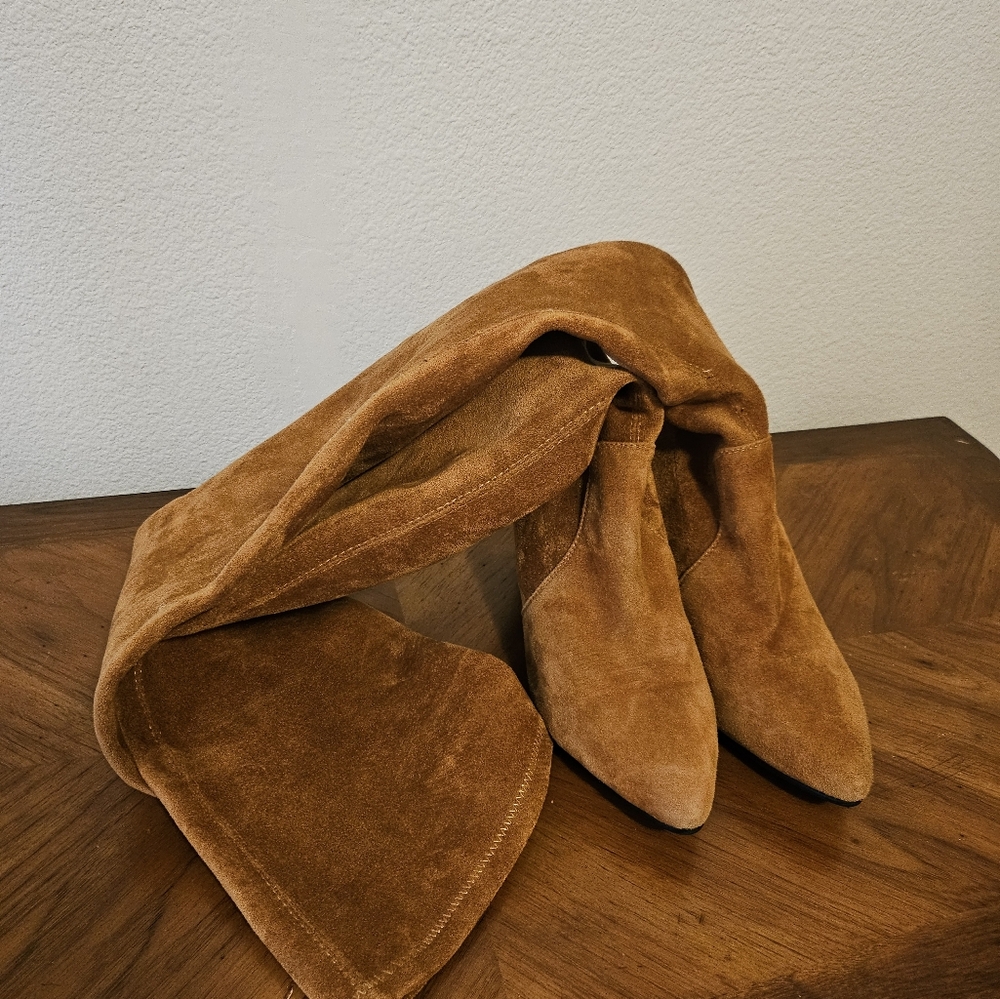 VERO CUOIO WOMEN SUEDE OVER THE KNEE BOOTS BROWN SIZE 8.5
